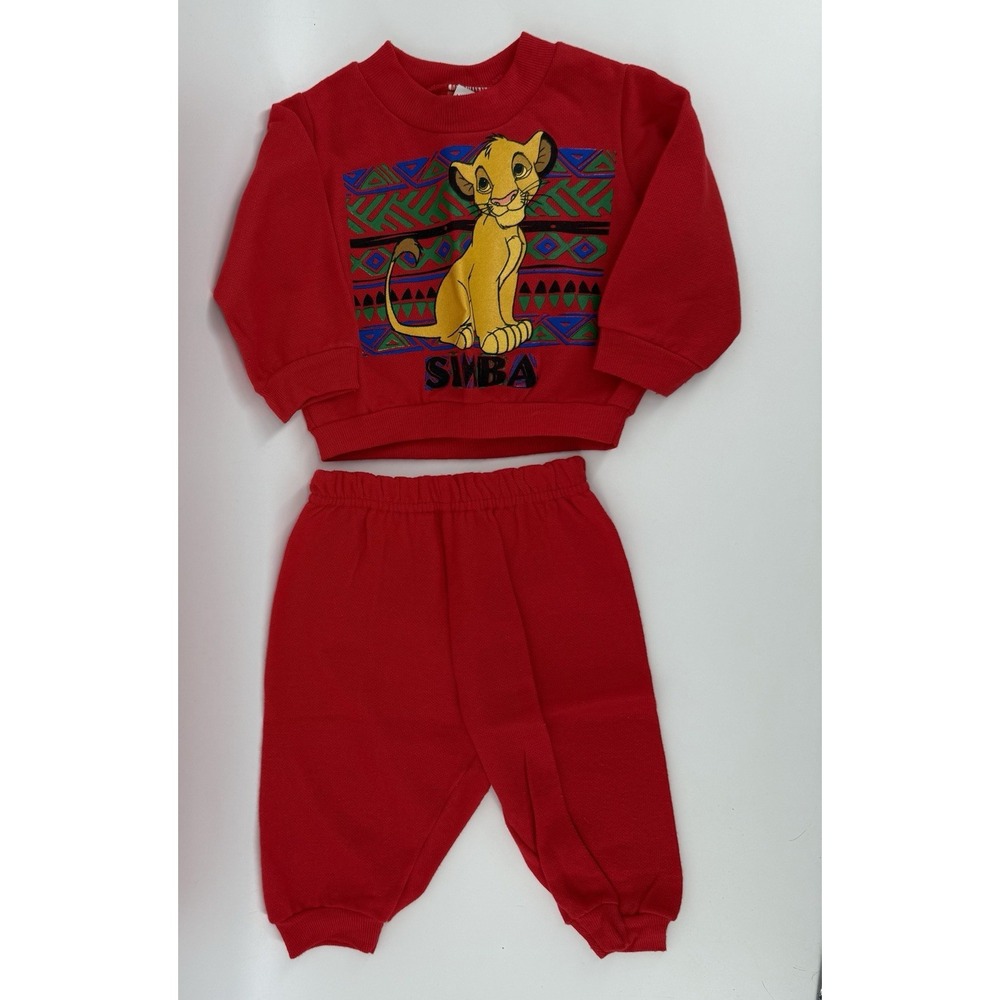 Vintage 90s Disney Lion King Simba Baby Sweatsuit 9M 2 Piece Made USA Rare